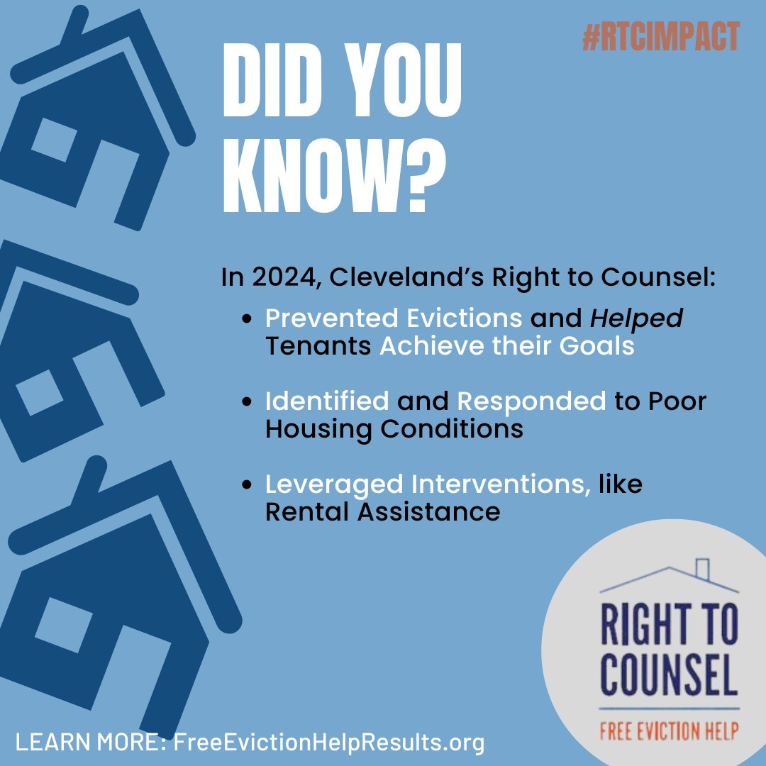 Cleveland’s Right to Counsel (RTC) promotes access to justice by increasing the number of tenants who access a lawyer. 

Learn more: freeevictionhelpresults.org

#RTCImpact #TogetherWeCan #ExtendJustice