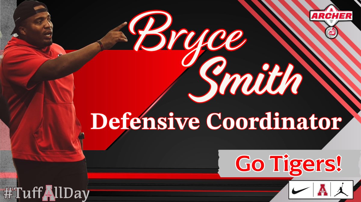 Archer Tigers Football (@archertigersfb) on Twitter photo 🚨 🚨 Tiger town we are excited to announce our new defensive coordinator <a href="/Coach_Smith547/">Bryce Smith, Ed. S</a> ‼️
#TUFF🅰️LLDAY 🚨 🚨 Tiger town we are excited to announce our new defensive coordinator <a href="/Coach_Smith547/">Bryce Smith, Ed. S</a> ‼️
#TUFF🅰️LLDAY
