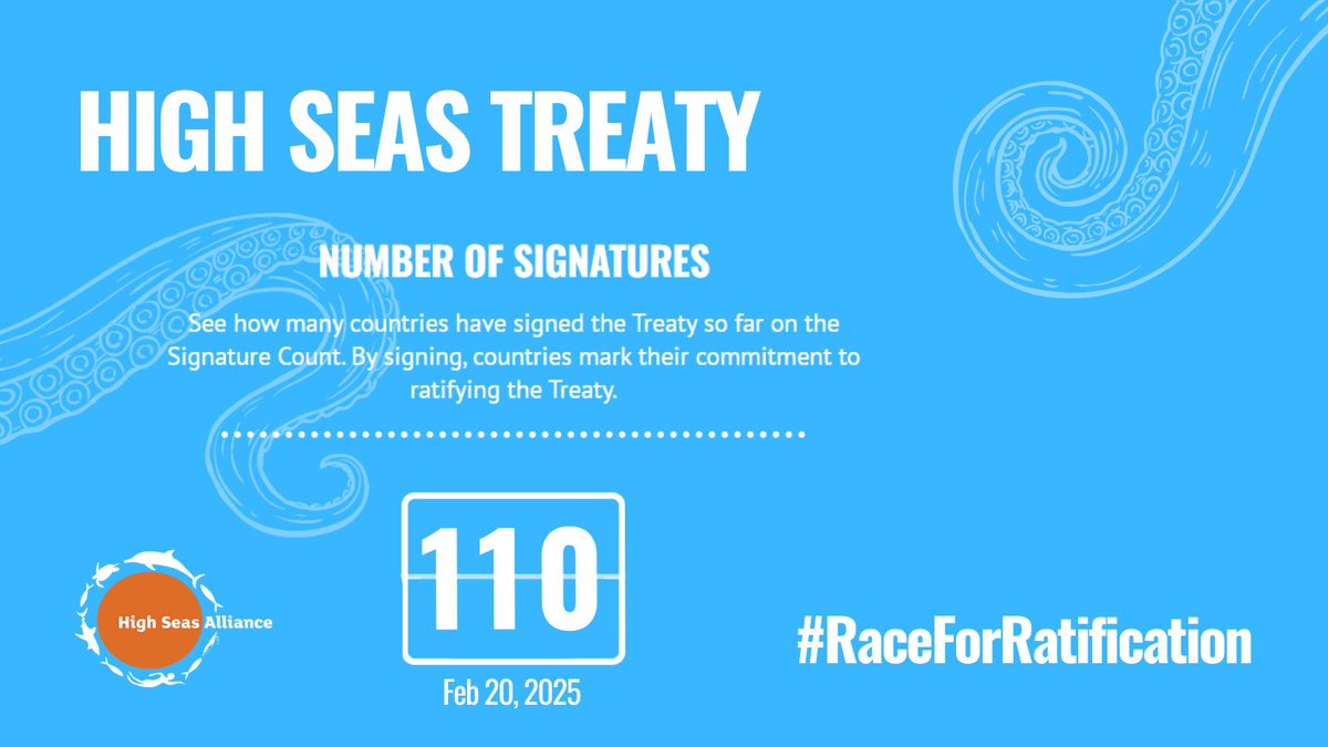 HighSeasAllianc's tweet photo. 👏 Congratulations to Sri Lanka🇱🇰 and Albania🇦🇱 for adding their signatures to the #BBNJ Treaty.

🎊 With their signatures, 1️⃣1️⃣0️⃣ countries have now officially committed to its ratification!

We look forward to their ratification at the UN soon.

#RaceForRatification https https://t.co/3BYwhilXsb