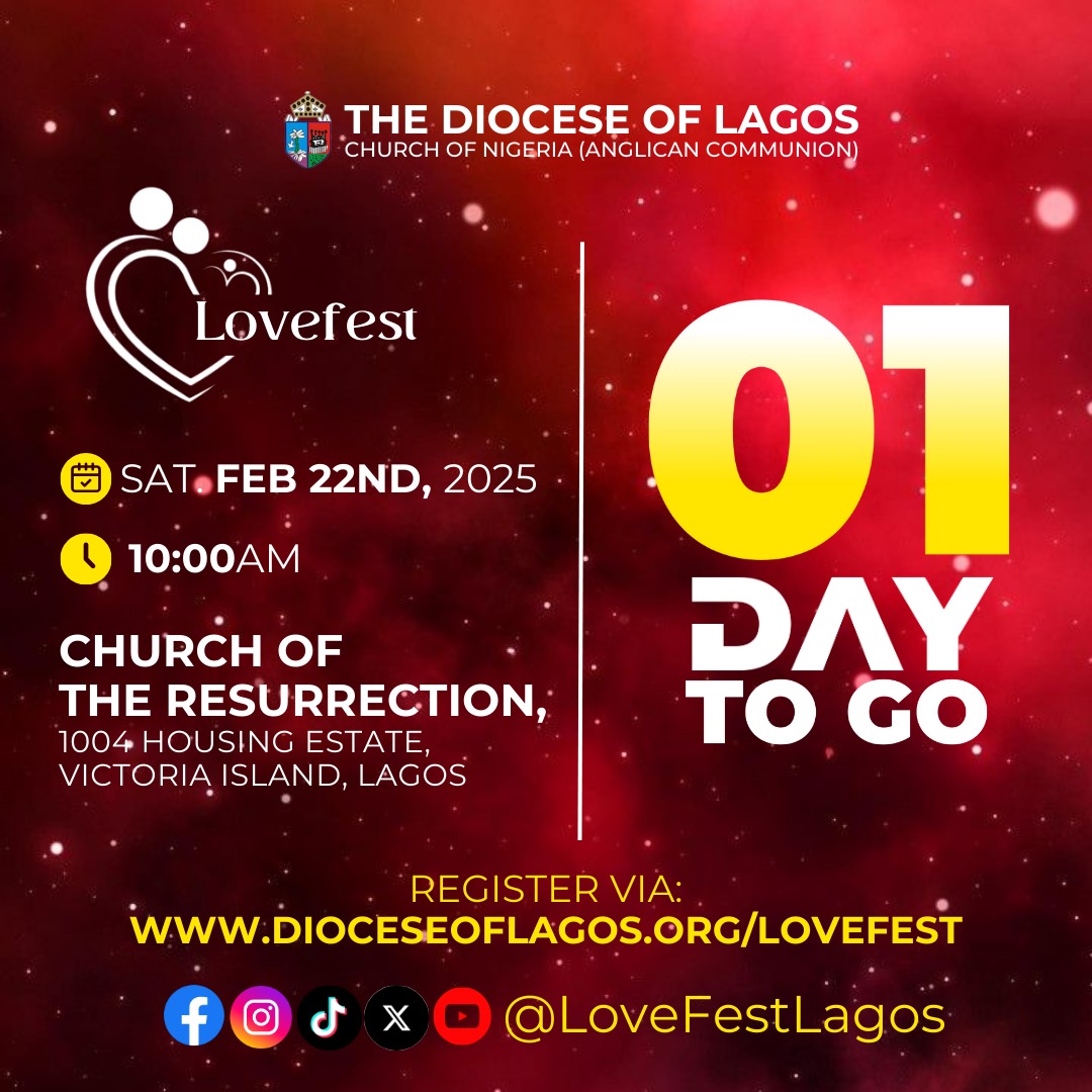 LoveFestLagos's tweet photo. LoveFest 2025 is almost here! 🥳 We can't wait to see you tomorrow!

Don't miss out on this life-changing gathering for youth, singles &amp; young couples 💖

Read today’s blog: “Friendship That Honors God” 👉 https://t.co/fLrZLhjsBe

#LoveFestLagos #LoveFest2025 #DioceseOfLagos https://t.co/SAWCZVkMgN