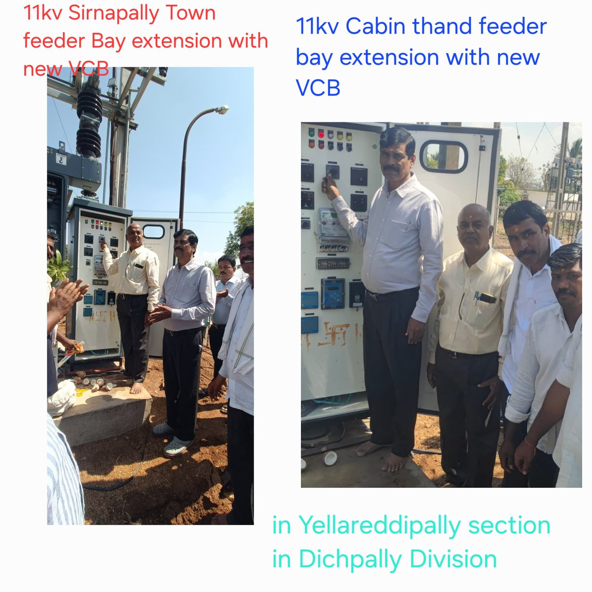 TG_NPDCL's tweet photo. #TGNPDCL :: #Dichpally(#Nizamabad)

         Summer Action Plan 

❇️🌎.. Today 2 no.of 11KV #VCBs(vacuum circuit breakers) are commissioned at 33/11KV SS, Sirnapally for separation of 2 no.of 11KV feeders namely, Sirnapally(T) and Cabin thanda feeders of Yellareddipally in Dichpally.