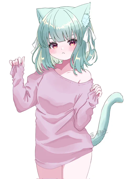 #見た人も無言でなにかケモ耳をあげる 緑の髪でケモ耳娘描くの好きなんだなわたす(笑) 