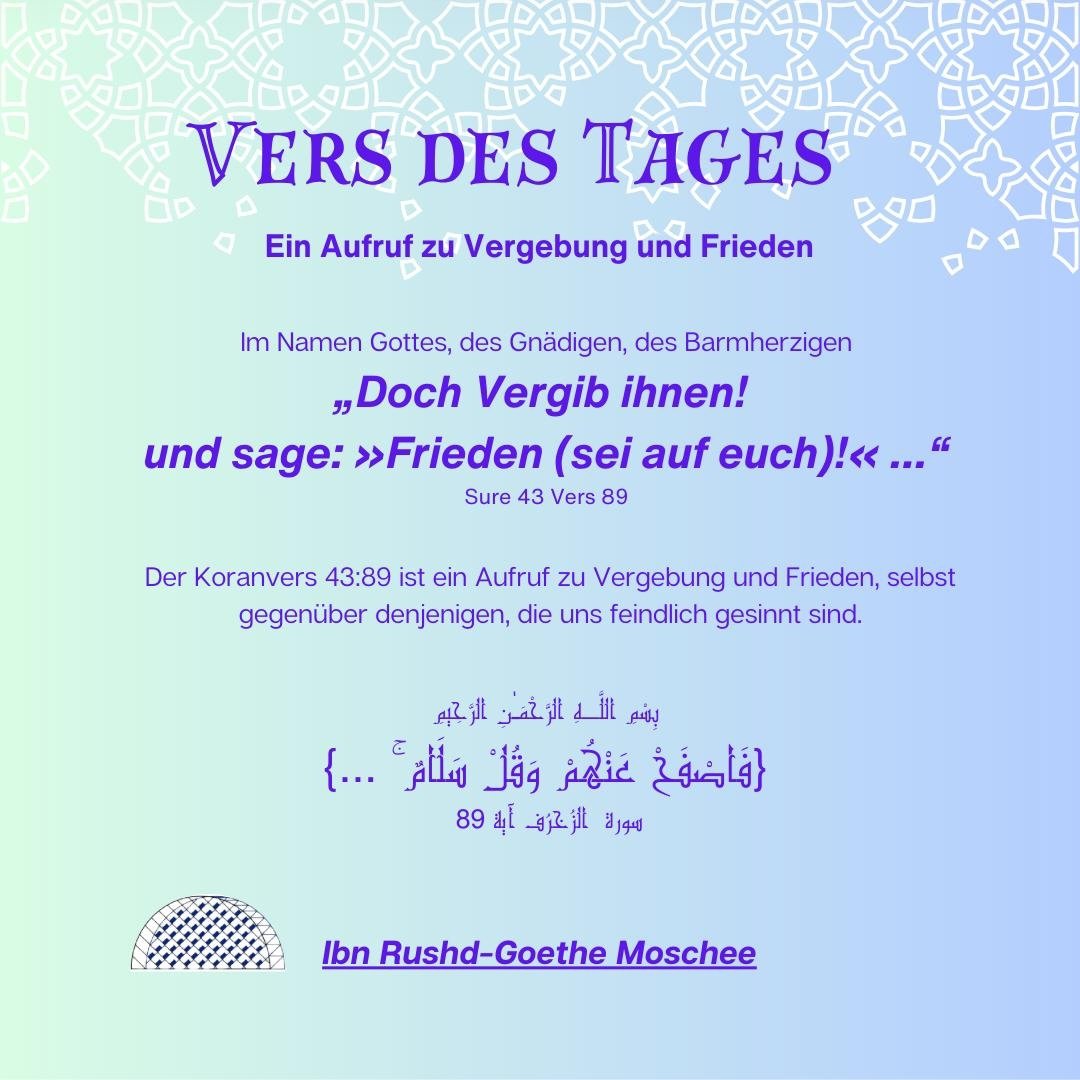 Vers des Tages:
Ein Aufruf zu Vergebung und Frieden. 💙