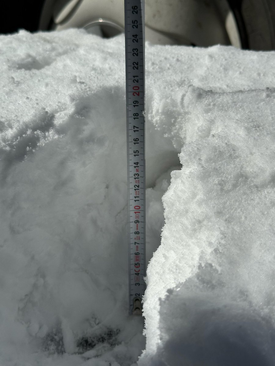 Öğlen 1'de kaldırımdaki kar miktarı. 5 saat güneş gördükten sonraki ölçüm bir de. Taze örtü olsa rahat 25 cm olurdu.

Başakşehir/İstanbul