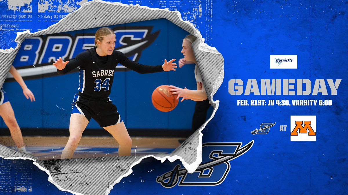 Last regular season GAMEDAY! We hit the road for a section match up with the Moorhead Spuds. Let's Go! #sabrehoopsfam💙🏀

🆚 Moorhead
📍Moorhead High School
⌚️9th &amp; JV 4:30, Varsity 6:00
🎟️ gofan.co/app/school/MN1…
📺 youtube.com/watch?v=lwh5M8…