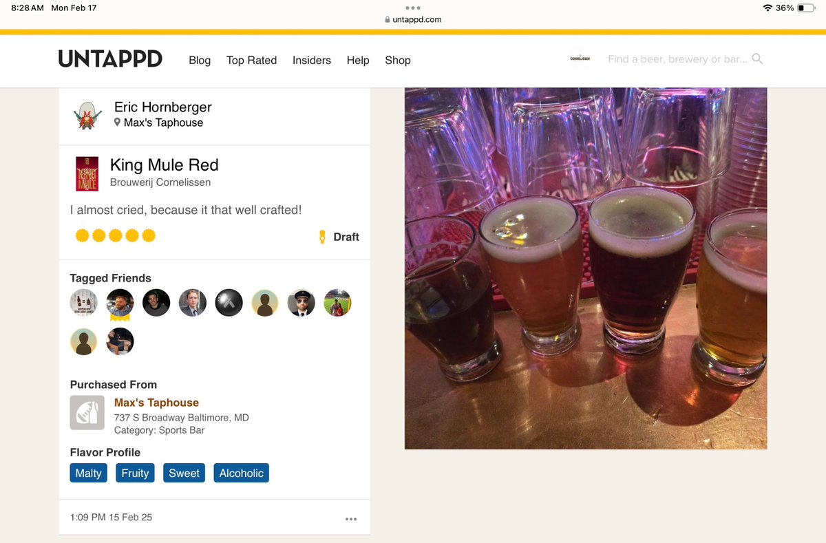 Congratulations to <a href="/MaxsTaphouse/">Max's Taphouse</a> for another successful #BelgianBeerFest! We loved seeing old friends &amp; making new fans of the authentic beers brewed for 200+ years by the Cornelissen family. A hearty “ Proost en bedankt!” to Eric for his stellar review of our King Mule Red Ale.