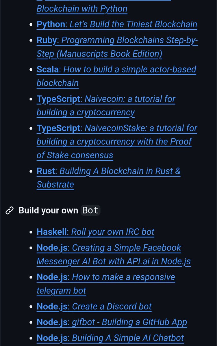 superSaiyanSkai's tweet image. Sick GitHub repo to improve your programming skills by learning how to build applications from scratch.
Link in the comments.