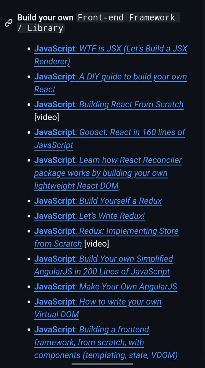 superSaiyanSkai's tweet image. Sick GitHub repo to improve your programming skills by learning how to build applications from scratch.
Link in the comments.