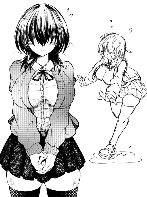 メカクレヒロインとかもいずれ描きたいなと思って描いたらなんだこのムチムチ具合 