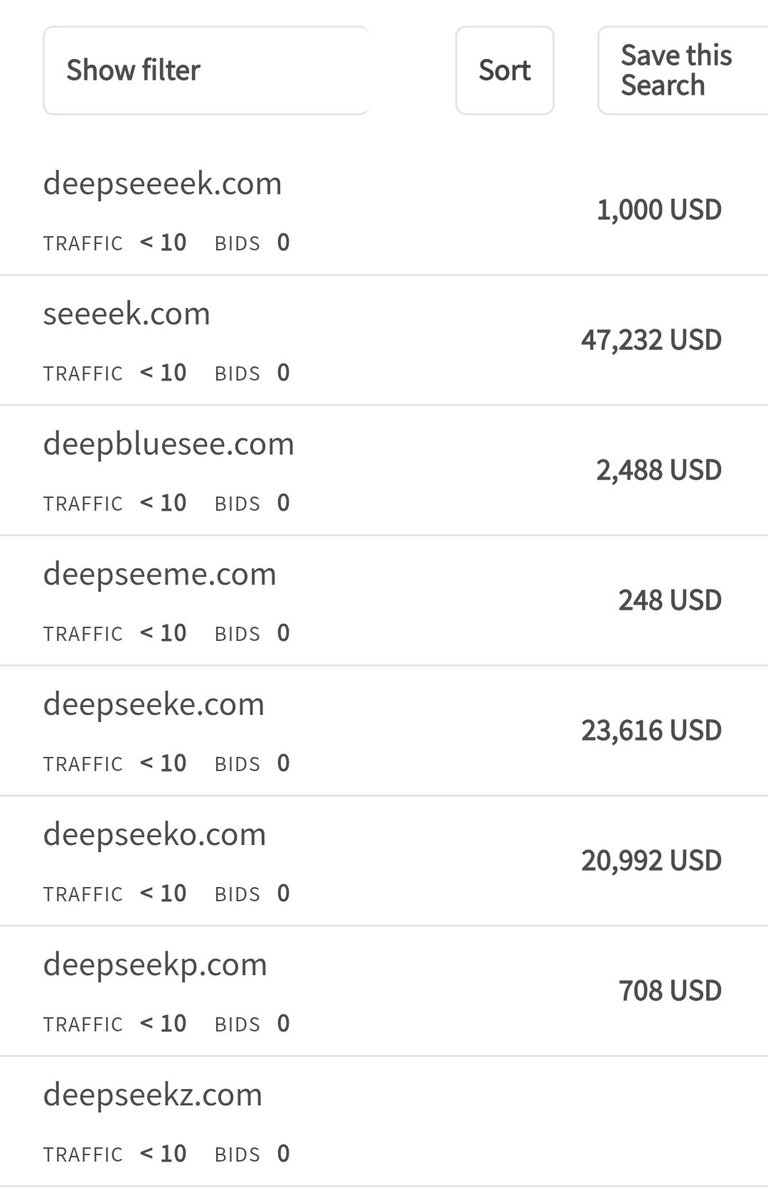 RoshanP77795428's tweet image. Deepseek domain on sale at just 1000$ on sedo
