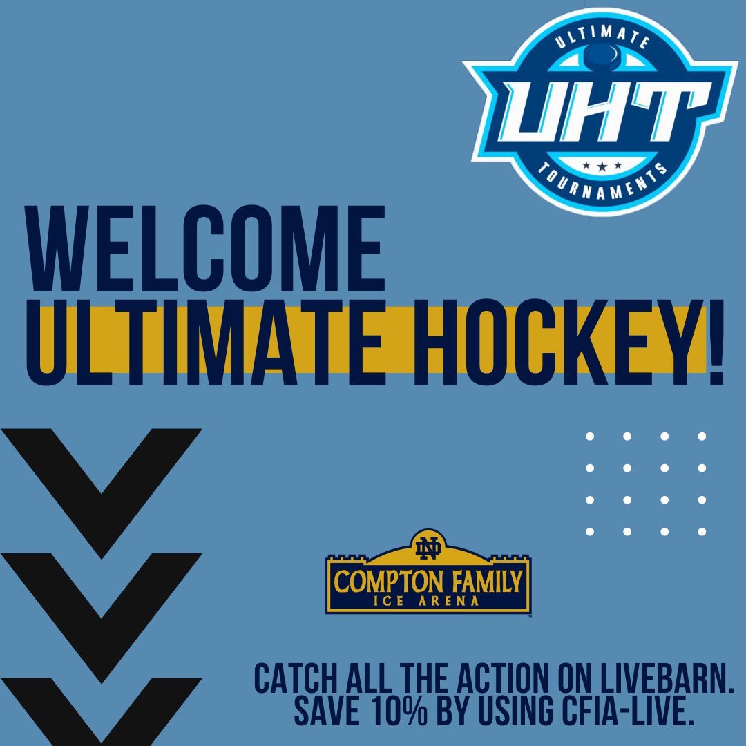 NDCFIA's tweet image. Welcome to all of the Ultimate Tournament teams! If you can't be here to see the games in person, make sure to check out the games on @livebarnsports. Use our code CFIA-Live to save 10% on your subscription. #hockeytournament #youthhockey