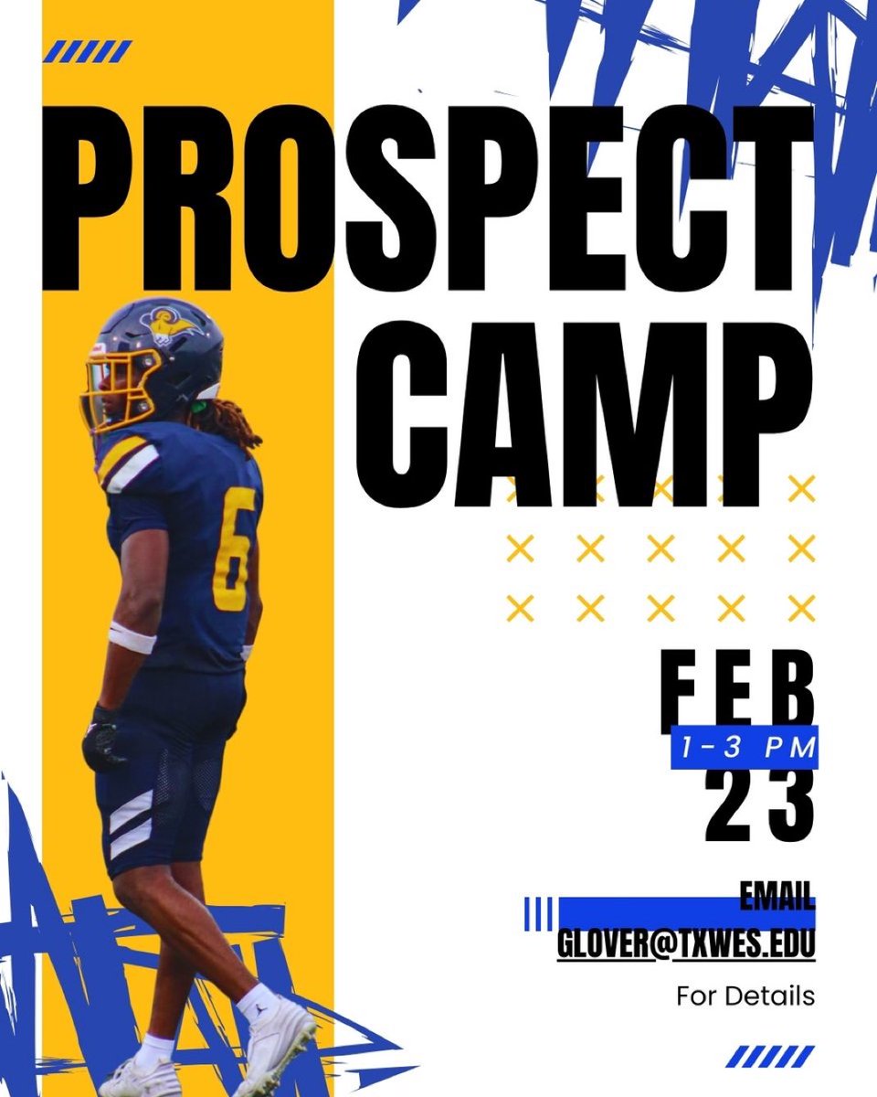 🚨🚨🚨 DON’T FORGET 🚨🚨🚨

Come showcase your skills at our Annual Prospect Camp. This Sunday February 23rd, 2025.  

Pre-Register Now!    

Walk-Ups will be $50 Cash Only. 
 ramsfootballcamps.com

Check-In starts at 12pm
1198 Binkley Street
Fort Worth, TX 76105