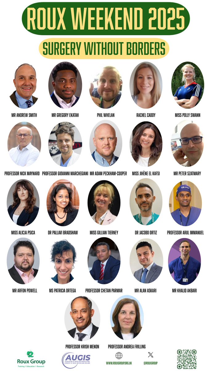 What a time to be an #UGI and #HPB trainee! Checkout the fantastic speakers lined up for #Roux2025 in #Liverpool and don’t miss out on the chance to get your ticket- ONLY 3 WEEKS TO GO!!

🔗 tinyurl.com/Roux2025Regist…
🗞️ tinyurl.com/Roux2025Progra…

1/4