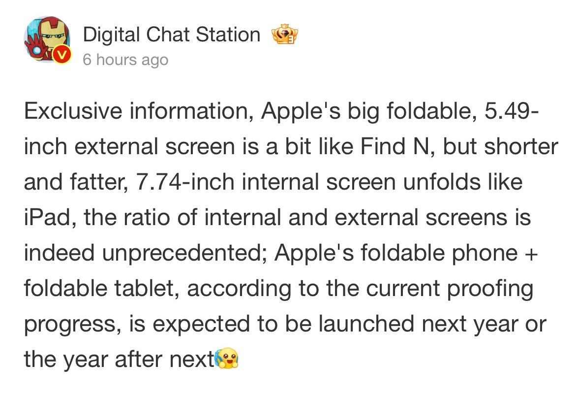 Parth_GPT's tweet photo. Okay, A Foldable iphone and an ipad both 👍🏻.
#ipadFold
#Apple
#iPhone https://t.co/FSzTMrISbe