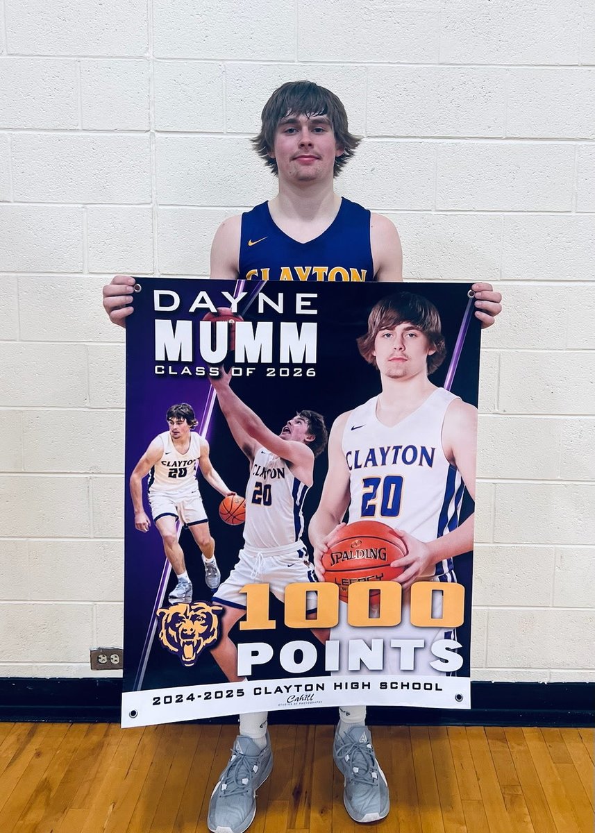 Congratulations do <a href="/DayneMumm2026/">Dayne Mumm</a> for scoring his 1000th point last night as Clayton defeated Cornell 66-49.  Dayne had 34 points in the win.  <a href="/WisBBYearbook/">Mark Miller</a> <a href="/ColtonWilson23/">Colton Wilson</a>
