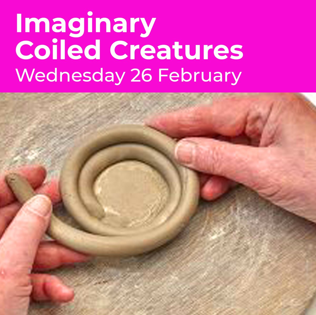 Join us for Imaginary Coiled Creatures this half-term.
➡ Limited places remain. Book now to avoid disappointment.

📆 Wednesday 26 February
➡  10am / £12 / Session lasts 2 hours (approx) / Ages 5+

ℹ  Book now: sunderlandculture.org.uk/whats-on/imagi…

#HalfTerm #Workshops
