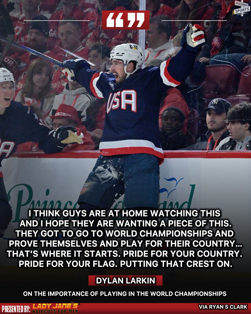 woodwardsports's tweet image. Dylan Larkin calls out USA players not on the roster for not caring about winning the World Championships.

Larkin wants the team to emulate the pride that Canada has. 🦅🇺🇸🔥