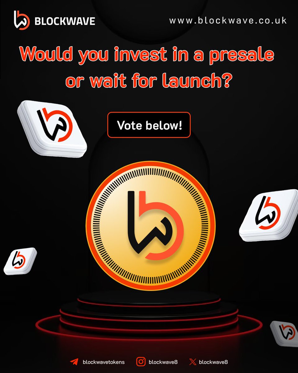 blockwave8's tweet photo. Would you lock in low prices during a presale or wait to see the market reaction at launch? Let us know and discover more: https://t.co/71nMuAGTdG

#CryptoGrowth #PresaleOpportunities #BlockchainInnovation #TradeToEarn #InvestSmart #Blockwavetoken #BWTToken https://t.co/ULthZJtuUz