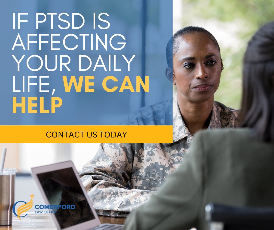 ComerfordLaw's tweet image. If PTSD is affecting your daily life, let Comerford Law Office assist you in navigating the VA claims process. Reach out today to discuss your case. 
#VeteransHelp #PTSDClaims 

bit.ly/3hP2eyN