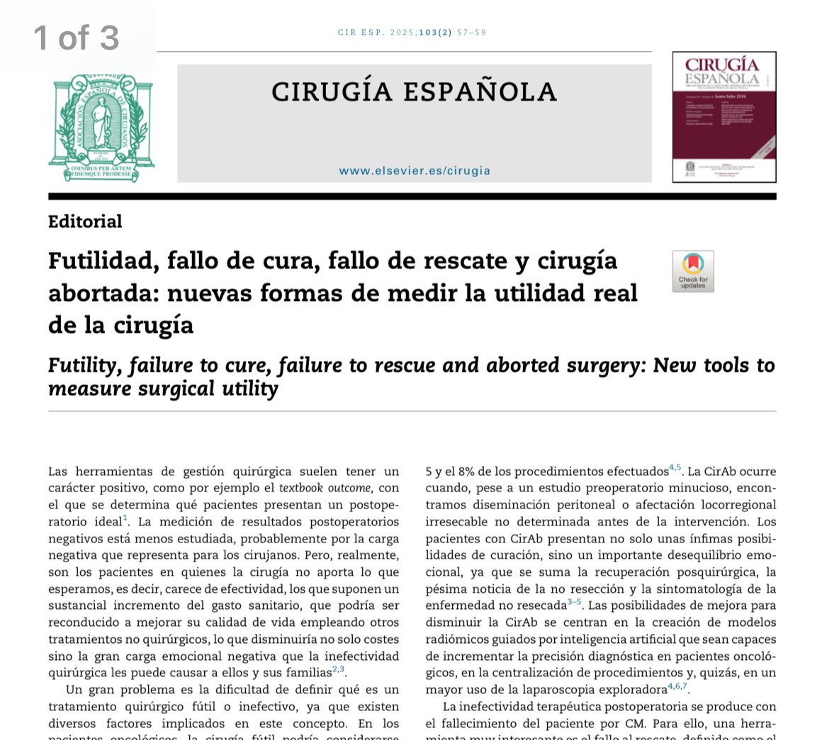 No te pierdas el #editorial del mes 🆕🔝#CirEsp

“Futilidad, fallo de cura, fallo de rescate y cirugía abortada: nuevas formas de medir la utilidad real de la cirugía” <a href="/ramia34/">Jose Manuel Ramia</a> <a href="/aecirujanos/">aecirujanos</a> <a href="/me4_so/">SoMe4Surgery</a> 

🔗elsevier.es//es-revista-ci…