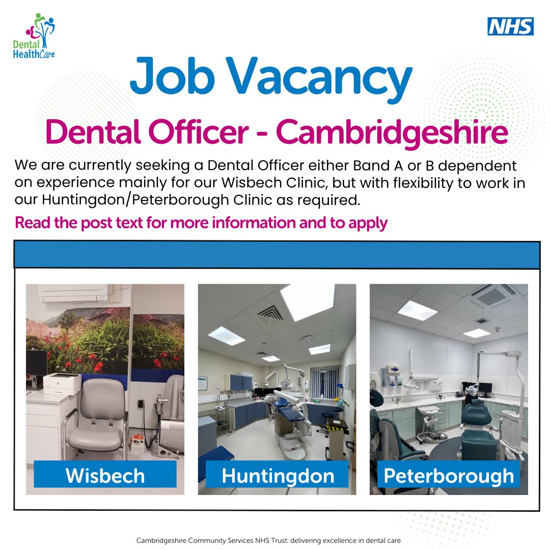 Would you like to work for a CQC-rated outstanding trust, with a supportive, passionate team and excellent staff satisfaction?

Apply here 👉 healthjobsuk.com/job/UK/Cambrid…

#DentalJobs #NHSJobs