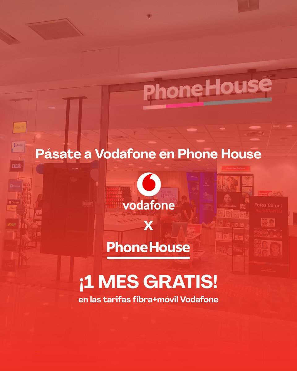 Phone House 🤝 Vodafone

Pásate a Vodafone en Phone House y llévate 1 mes GRATIS en las tarifas de fibra + móvil 💥

¿Quién se puede resistir a esta combi? 😉
bit.ly/web_phone_house 
#PhoneHouse #reNuevos #Vodafone