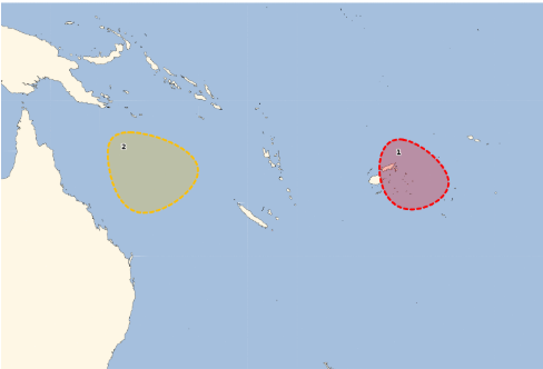 idboizz's tweet image. ‼️ZONE 1 (int. INVEST 92P) ADVISORY‼️
Prelabelled #ZoneOne by NMC Matā'utu, showing elongated low-level circulation with disorganized convection within marginally favorable conditions