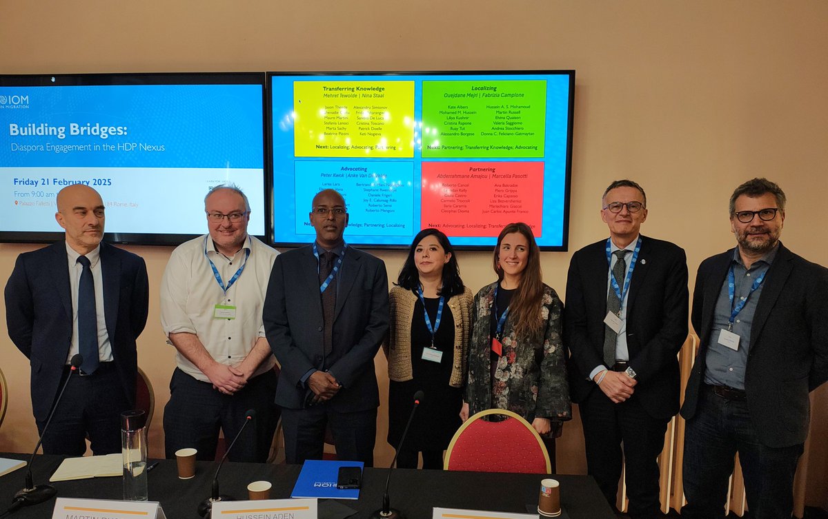 "Diasporas are key to the Humanitarian-Development-Peace Nexus. They mobilize in crises, drive development &amp; foster peace. To maximize impact, we must break silos &amp; collaborate. Let’s turn ideas into action!"🌍
<a href="/LHartIOM/">Laurence Hart</a> at #HDPN Conference in Rome, organized by <a href="/OIMItalia/">OIM Mediterraneo 🇺🇳</a>