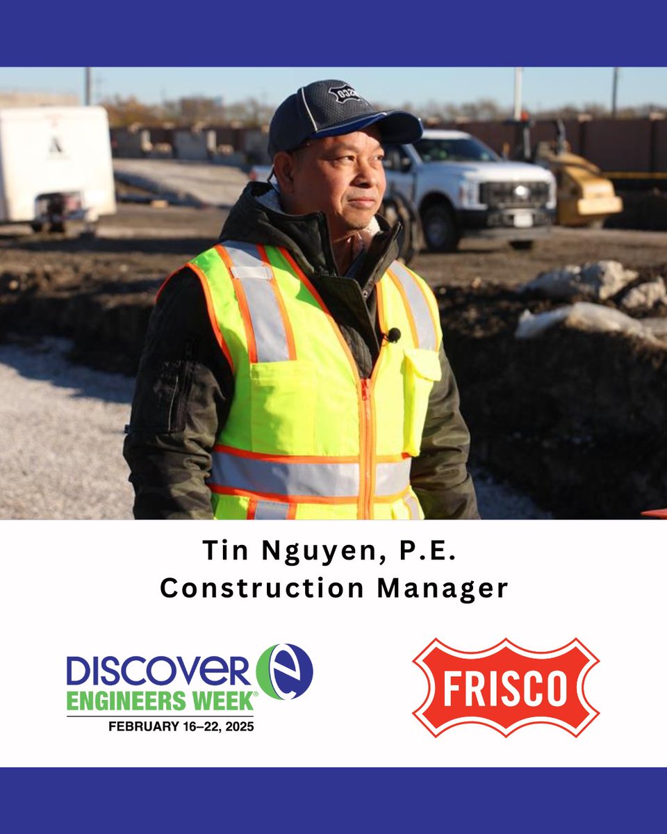 CityOfFriscoTx's tweet image. It's #NationalEngineersWeek - and we're continuing to celebrate our talented City of Frisco engineers! The Engineering Services team helps promote the health, safety, and welfare of our community, and a key part of that is ensuring all construction projects are compliant with