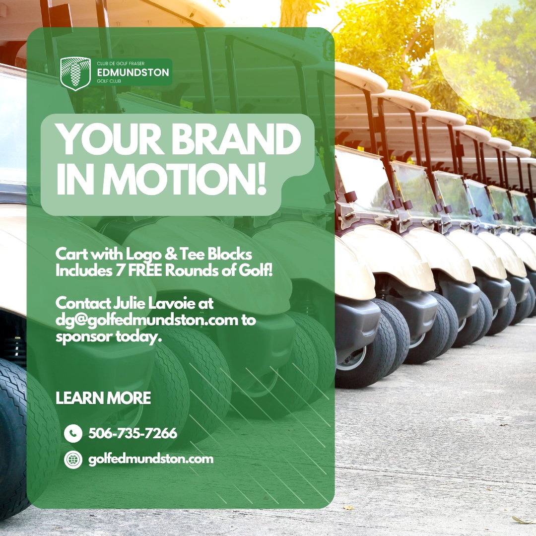 Faites-vous remarquer là où ça compte le plus ! Avec notre programme de commandite de voiturette et de tertre de départ, votre marque sera au premier plan chaque fois qu'un golfeur commence sa partie. 7 parties gratuites incluses !