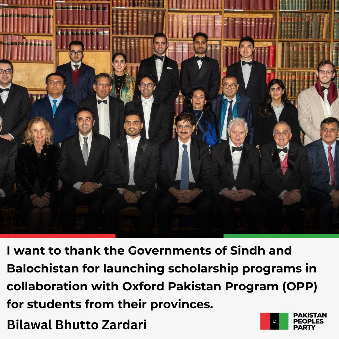 Chairman Pakistan Peoples Party <a href="/BBhuttoZardari/">BilawalBhuttoZardari</a> announces Oxford University's Scholarships for Sindh and Balochistan.

Read More: ppp.org.pk/pr/33496/