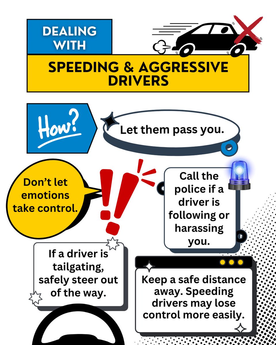 Speeding may not only affect the aggressive driver — but other drivers, pedestrians, and bicyclists, too.

Here are some tips for any encounters you may face on the road. ⤵️
