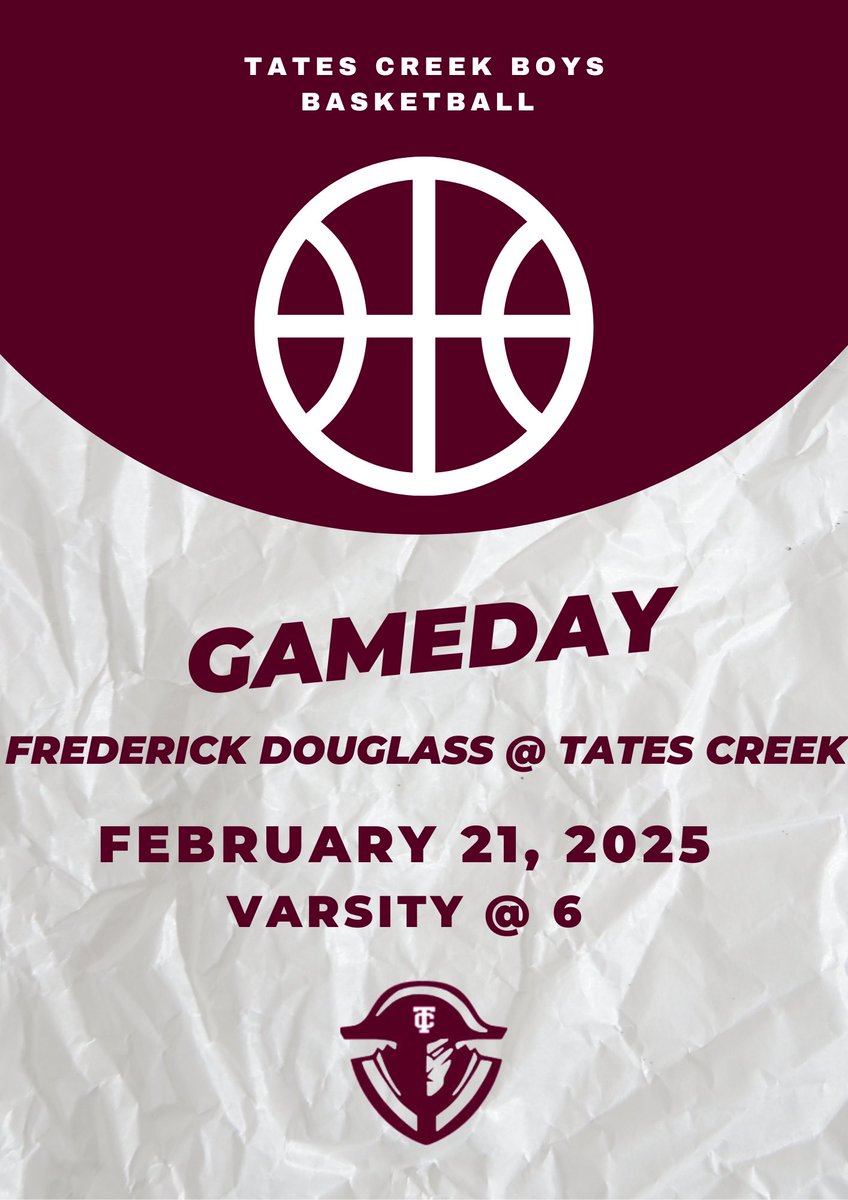Gameday Frederick Douglass @ Tates Creek 
Varsity only @ 6