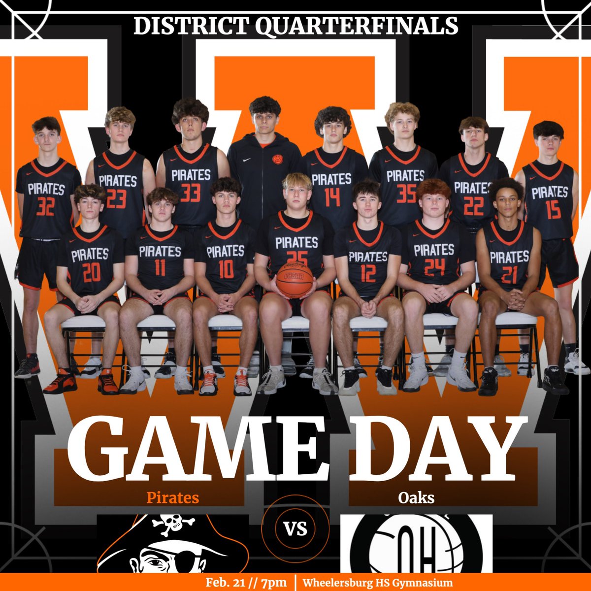 🏴‍☠️🏀PIRATE GAMEDAY🏀🏴‍☠️
        District Quarterfinal 

🆚️ Oak Hill Oaks 
🏟 Wheelersburg HS Gymnasium
🕖 Tips @ 7pm
(Gates open @ 5:30)
🎟️ $8 Adults, $5 Students (Gate or Online) ohsaa.hometownticketing.com/embed/event/32…
📻 107.5 The Breeze
📺 youtube.com/watch?v=ypPNfa…

🧵 Score updates in thread