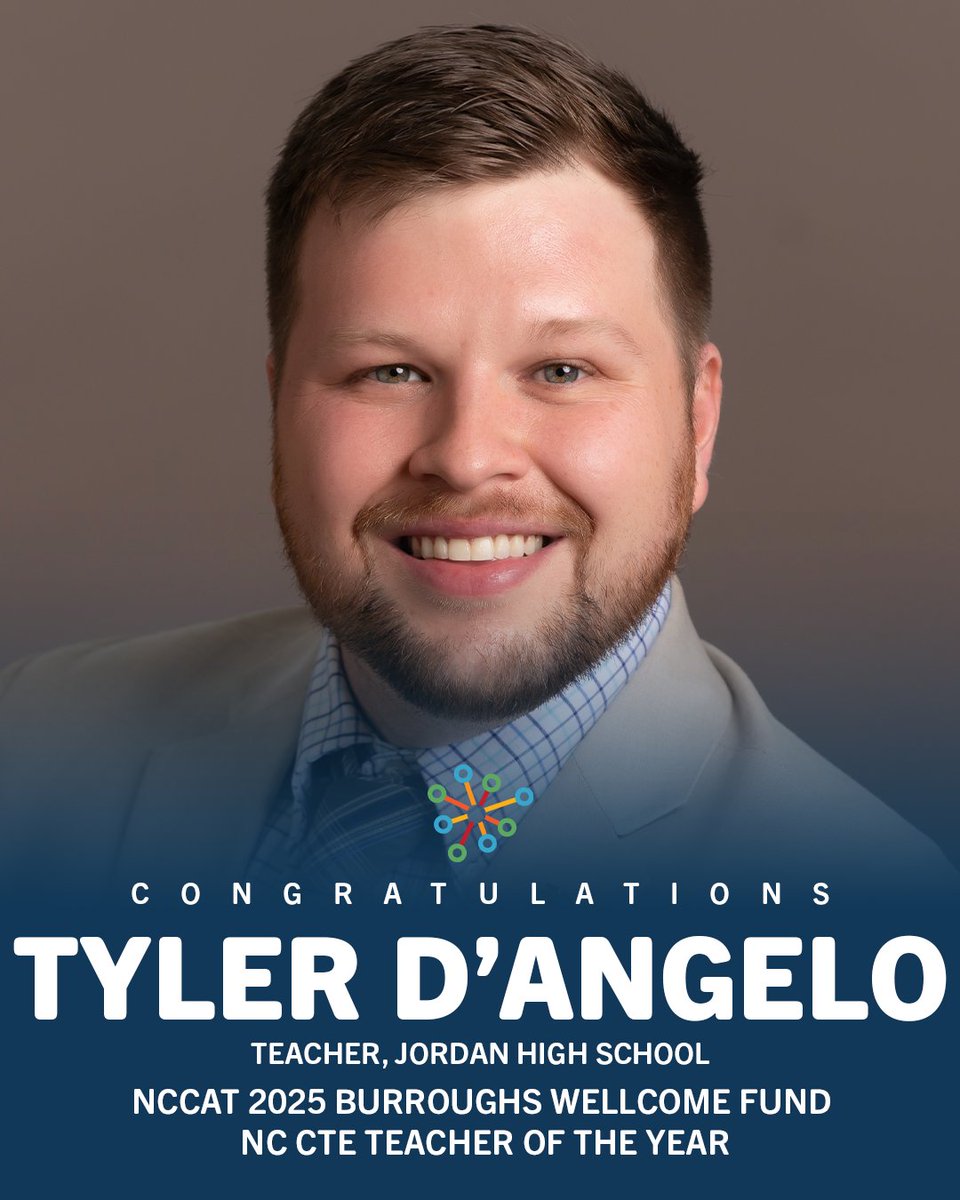 🎉 Congrats to Tyler D’Angelo, agriculture teacher at Jordan High, for being named the NCCAT 2025 Burroughs Wellcome Fund NC CTE Teacher of the Year! 👏🌟

Thank you for your dedication to students &amp; excellence in education! 🏆🍎 #WeAreDPS

🔗 Learn more: nccat.org/node/3584