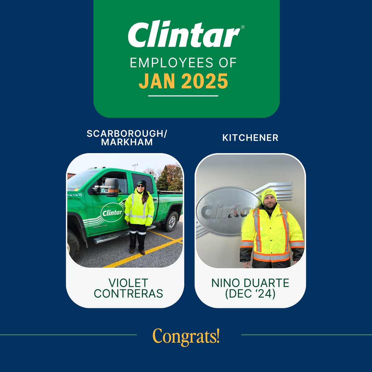 A look back at our local Employees of the Month for January 2025! 🎉 Huge congrats and a big thank you to our amazing team members who go above and beyond every day. #TeamExcellence #EmployeeSpotlight #ClintarCulture
