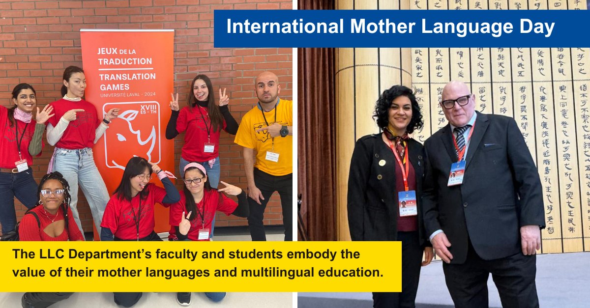International Mother Language Day, on February 21, celebrates linguistic diversity and cultural heritage. The LLC Department’s faculty and students embody the value of their mother languages and multilingual education.

Learn more: torontomu.ca/arts/news-even…