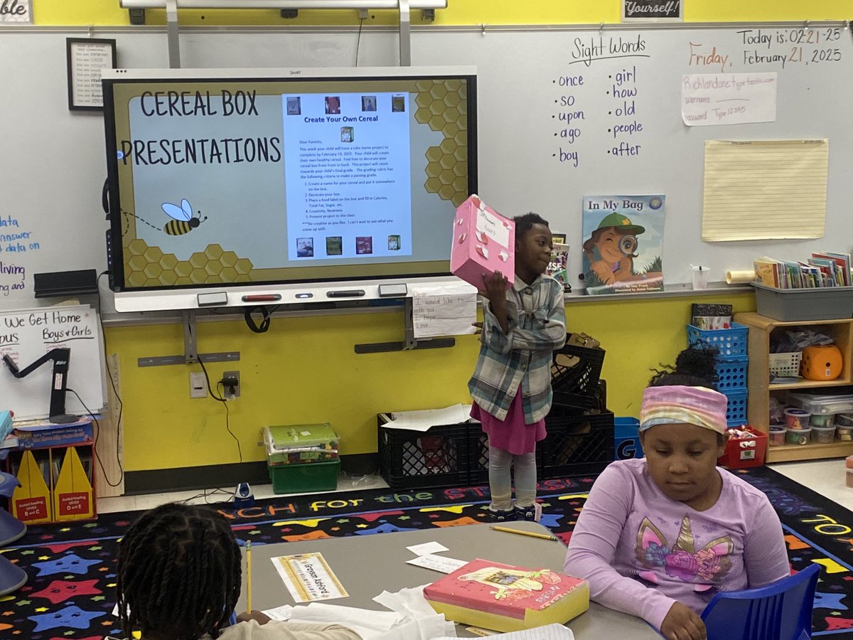 Jamarcus Little (@_learnalittle) on Twitter photo First grade students were assigned to create their own cereal at home and then present it to the class! During each presentation, the other students were asked to write one fact about the cereal and come up with a question to ask the presenter. <a href="/dewalt_miss/">MissDewalt</a> <a href="/WNESrcsd1/">Watkins-Nance Elementary</a> First grade students were assigned to create their own cereal at home and then present it to the class! During each presentation, the other students were asked to write one fact about the cereal and come up with a question to ask the presenter. <a href="/dewalt_miss/">MissDewalt</a> <a href="/WNESrcsd1/">Watkins-Nance Elementary</a>