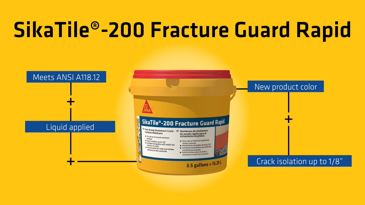Sika_USA's tweet image. SikaTile-200 Fracture Guard Rapid's new pink color provides better visual indication of the membrane's curing progress. The liquid-applied membrane isolates cracks up to 1/8" wide to make floors Sika Secure.
Learn more at bit.ly/3HYhycq
#sika #sikatile #crackisolation