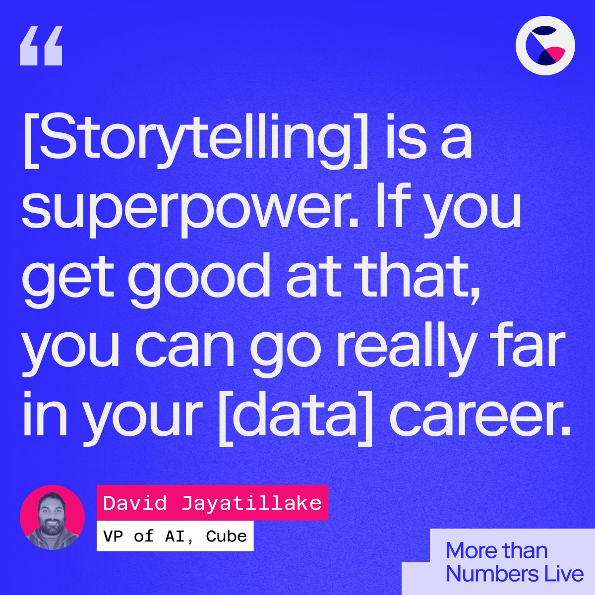 Count (@counthq) on Twitter photo An under appreciated skill of top data practitioners? Storytelling.
Learn how to do it well and you'll go far in your career 🚀 Great advice from <a href="/DSJayatillake/">David Jayatillake</a> during episode #1 of More than Numbers LIVE this week!
(Link in thread)
Agree? An under appreciated skill of top data practitioners? Storytelling.
Learn how to do it well and you'll go far in your career 🚀 Great advice from <a href="/DSJayatillake/">David Jayatillake</a> during episode #1 of More than Numbers LIVE this week!
(Link in thread)
Agree?