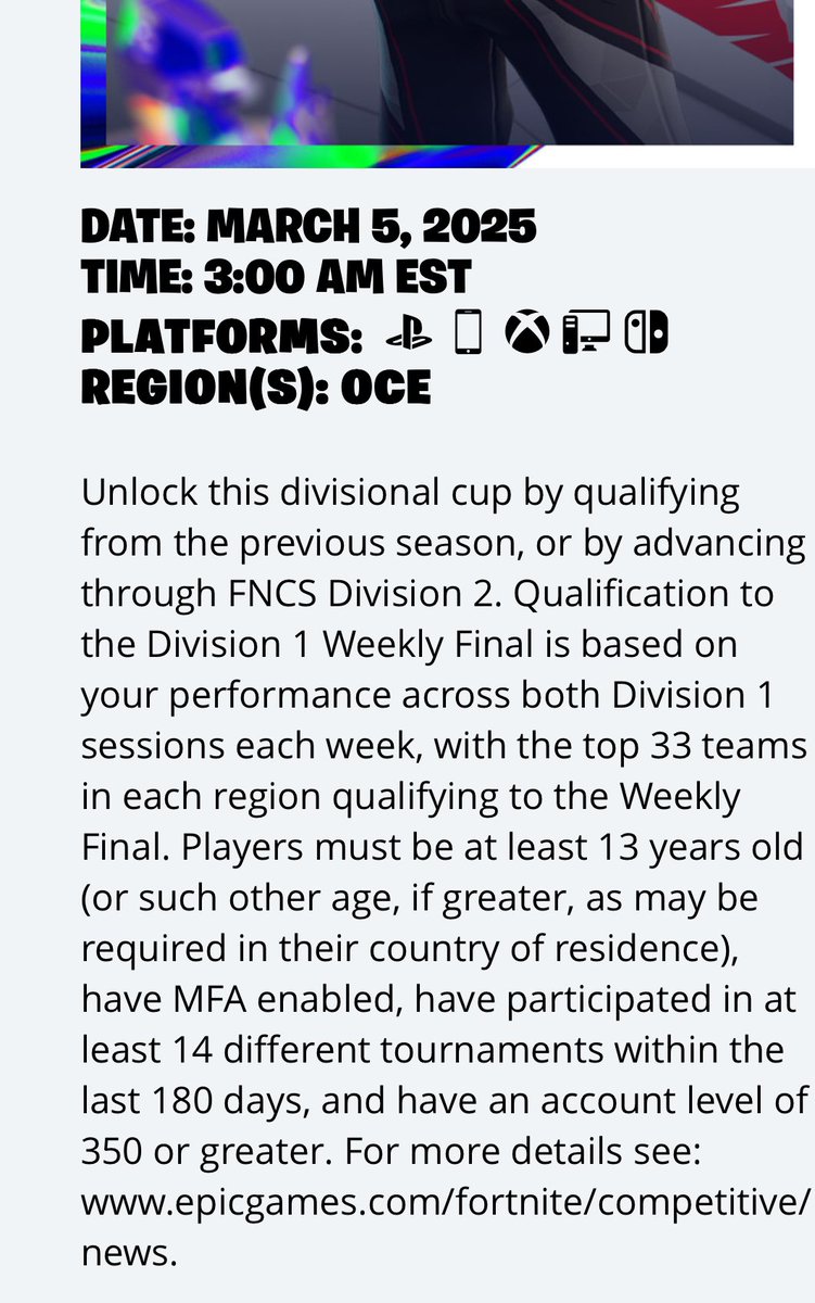 Conseptfv's tweet photo. here is how to get to play in fncs in ch6 season 2 for more details go to Fortnite competitive website https://t.co/TrKYQ4t2eK