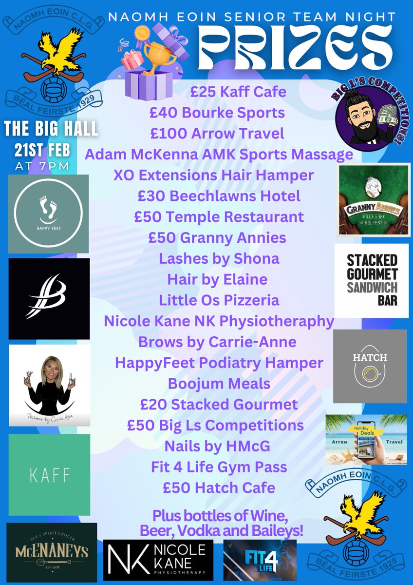 GRMA to all the businesses that donated prizes for our club fundraiser tonight. Great night's entertainment lined up so you won't want to miss it. £10 admission, payable at the door 🔵⚪🔵