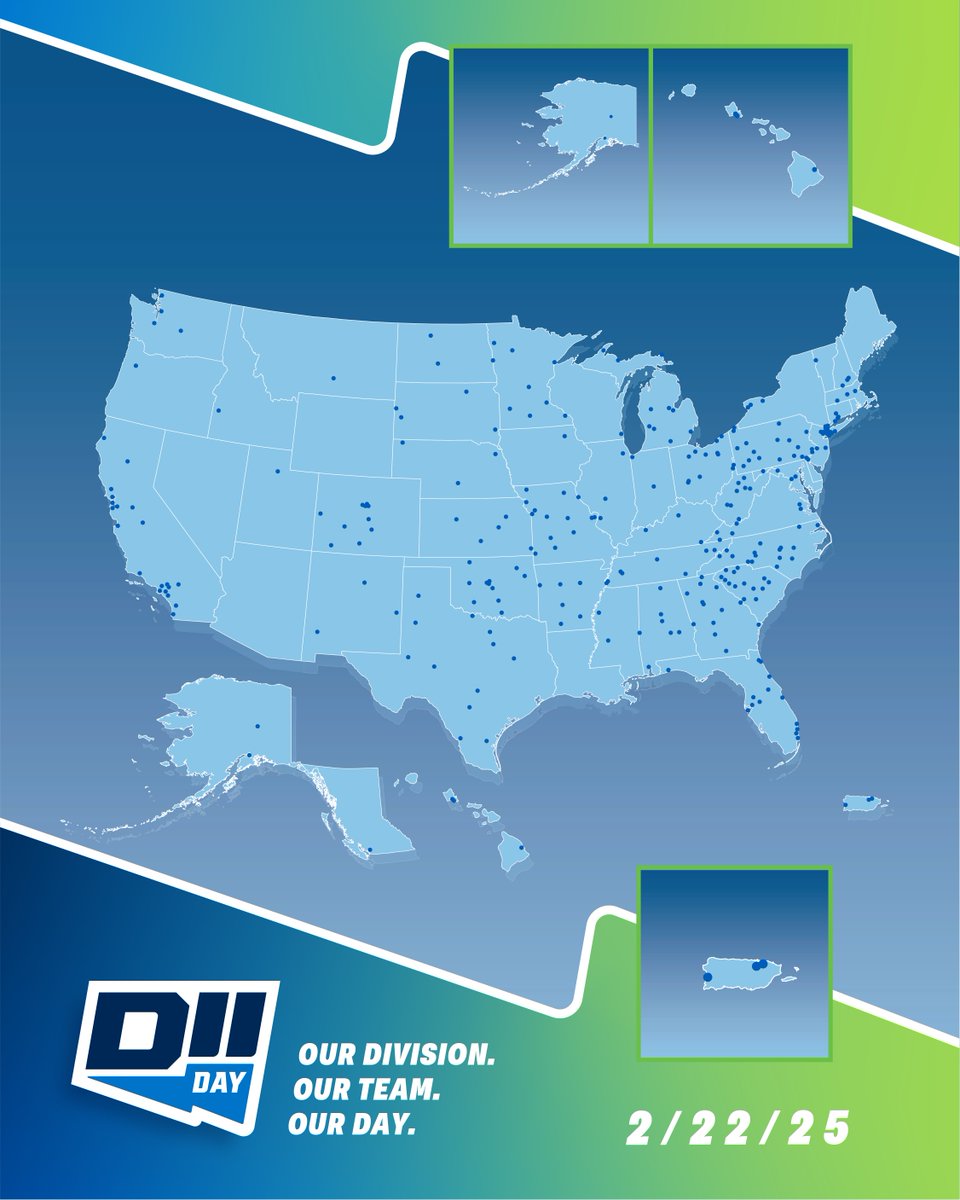 Did you know? 🤔

#NCAAD2 is the only NCAA division with schools in Alaska, Puerto Rico and Canada! 📍🌎

#D2Day