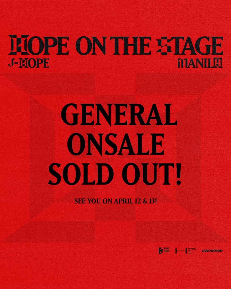 ❗SOLD OUT❗ Tickets for j-hope 'HOPE ON THE STAGE' in MANILA are