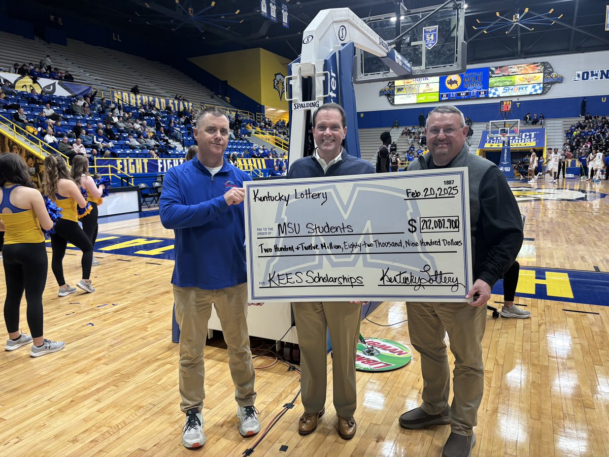 Dr. Jay Morgan (@msu_president) on Twitter photo It was an honor to recognize the <a href="/kylottery/">Kentucky Lottery</a> for their support of KEES scholarships and our students. It was an honor to recognize the <a href="/kylottery/">Kentucky Lottery</a> for their support of KEES scholarships and our students.