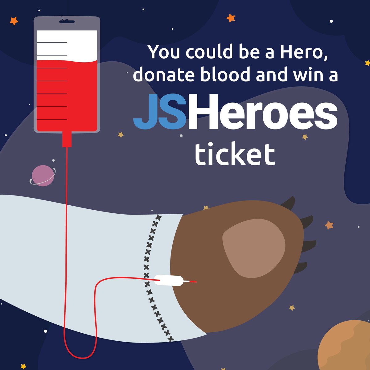 🩸🎟️ #JSHeroes 2025 supports blood donation! We're offering 3 tickets to the first 3 JavaScript enthusiasts who roll up their sleeves and donate blood before March 15th, 2025.

Find all the details here: bit.ly/4hMBOwR. 🙌 

#JSHeroes #TechConference #BloodDonation