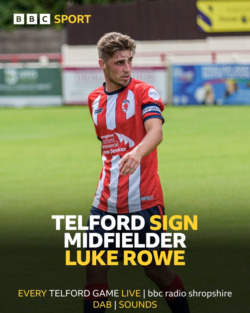 🚨 NEW SIGNING 🚨

<a href="/telfordutd/">AFC Telford United</a> have re-signed former midfielder Luke Rowe

He previously played for #Telford under Kevin Wilkin and returns having joined from Bromsgrove Sporting

📻 Hear what Wilkin has to say about the new recruit on Sports Hour tonight! <a href="/BBCShropSport/">BBC Sport Shropshire</a> 

📸