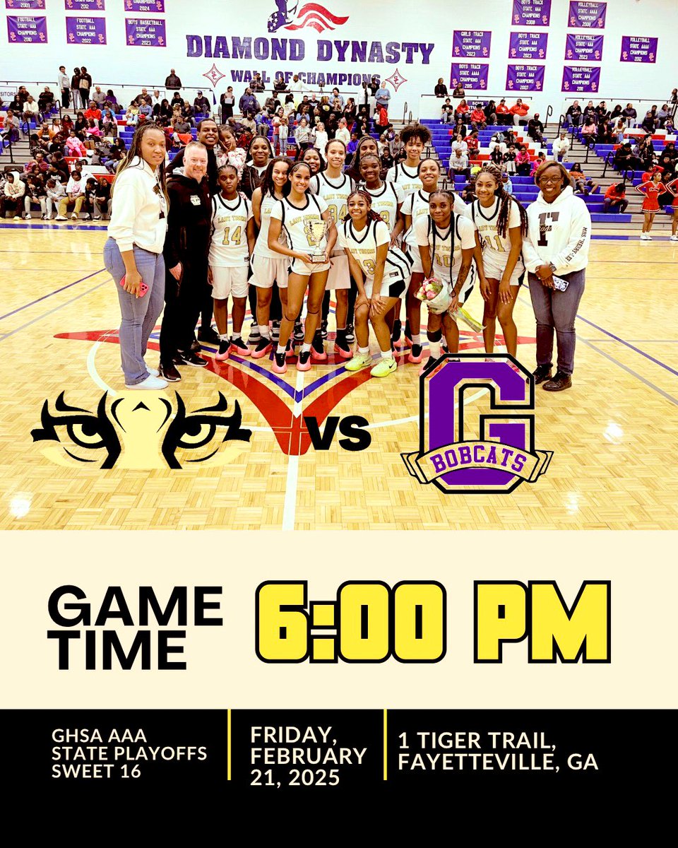 It's gameday! Come out and support your 3A #3 Fayette County Lady Tigers as they take on the 3A #19 Gilmer Lady Bobcats at 6pm! Let's go Fayette!!