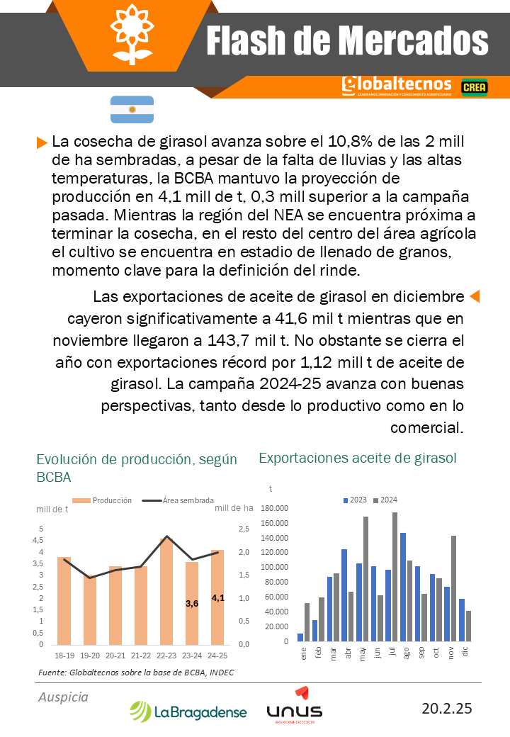Flash de mercado - Girasol 🌻 
🇮🇳🚢Importaciones de aceite de girasol
🇦🇷🌻Exportaciones de aceite de girasol 

<a href="/La_Bragadense/">La Bragadense</a> 
<a href="/crea_arg/">CREA</a> 

#cosecha #campo #argentina #exportaciones #importaciones #embarques #compras #oferta #demanda #aceitesvegetales #girasol #aceitedegirasol