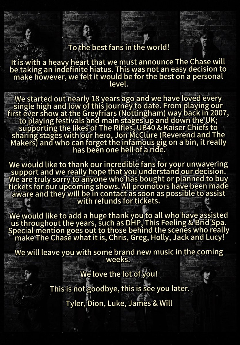 To THE BEST fans in the world ❤️

This is not goodbye, this is see you later! 

Thanks for the memories 🎺